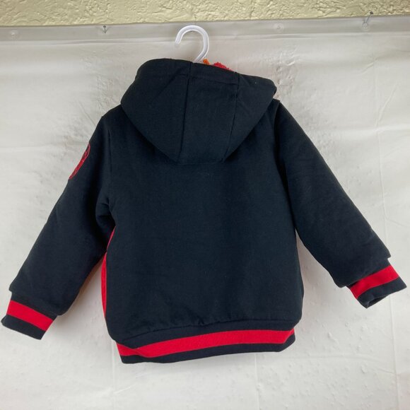 NWT Disney Marvel Boys Sz 4T Spiderman Kids Plush Hoodie Jacket Black Red - Picture 9 of 9